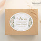 Printed Oval Bag and Box Labels / White flowers in gold frame -  WG18