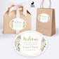 Printed Oval Bag and Box Labels / White flowers in gold frame -  WG18