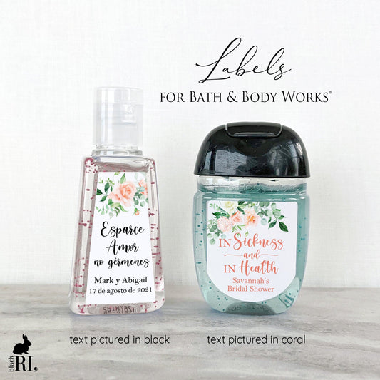 Printed Bath and Body Works® PocketBac Sanitizer Labels / Pink Sweet Rose - RS21