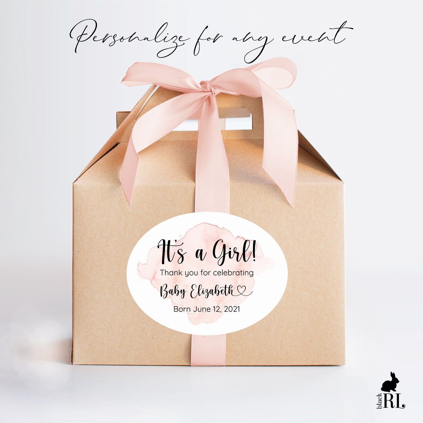 Printed Oval Bag and Box Labels / Pink Hearts -  PH21