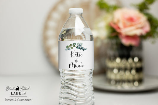 Printed Personalized Water Bottle Labels / Simple Eucalyptus Branch - SE18