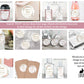Printed Labels for Full Size Candy/Chocolate Bar / Pink Flowers in Geometric Shape - PG19