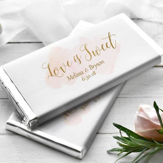 Printed Labels for Full Size Candy/Chocolate Bar / Watercolor Wash - WC19