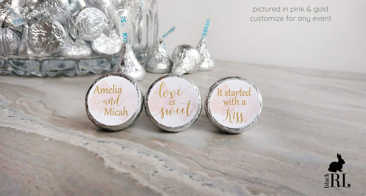Printed Chocolate Kiss Stickers / Watercolor Wash - WC19
