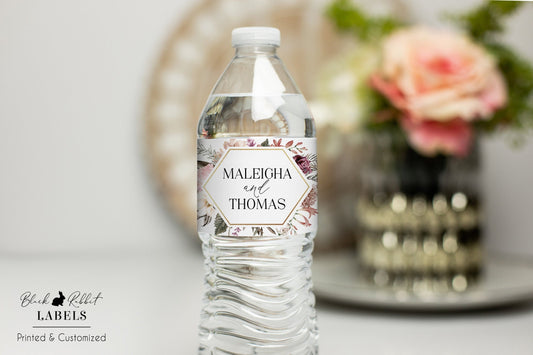 Printed Personalized Water Bottle Labels / Bohemian Large Blooms - BH21