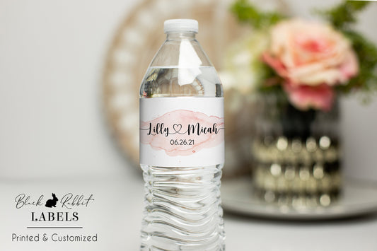 Printed Personalized Water Bottle Labels / Pink Hearts - PH21