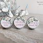 Printed Chocolate Kiss Stickers / White Blooms and Greenery - WB21