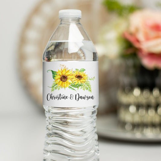 Printed Personalized Water Bottle Labels / Sunflower - SF19