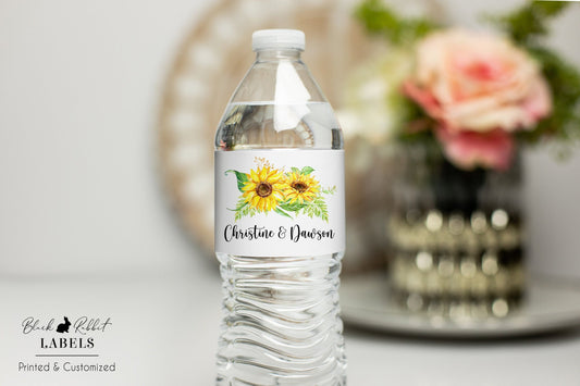 Printed Personalized Water Bottle Labels / Sunflower - SF19