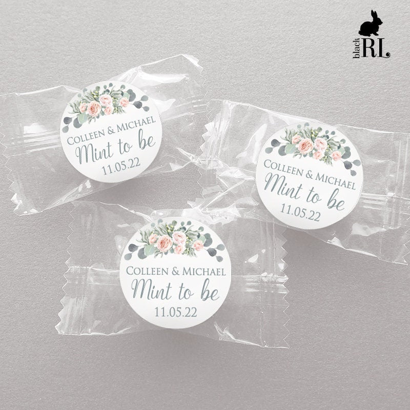 Printed 1 inch round custom stickers / Blush Pink Roses in Eucalyptus - RE19