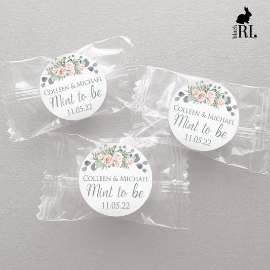 Printed 1 inch round custom stickers / Blush Pink Roses in Eucalyptus - RE19