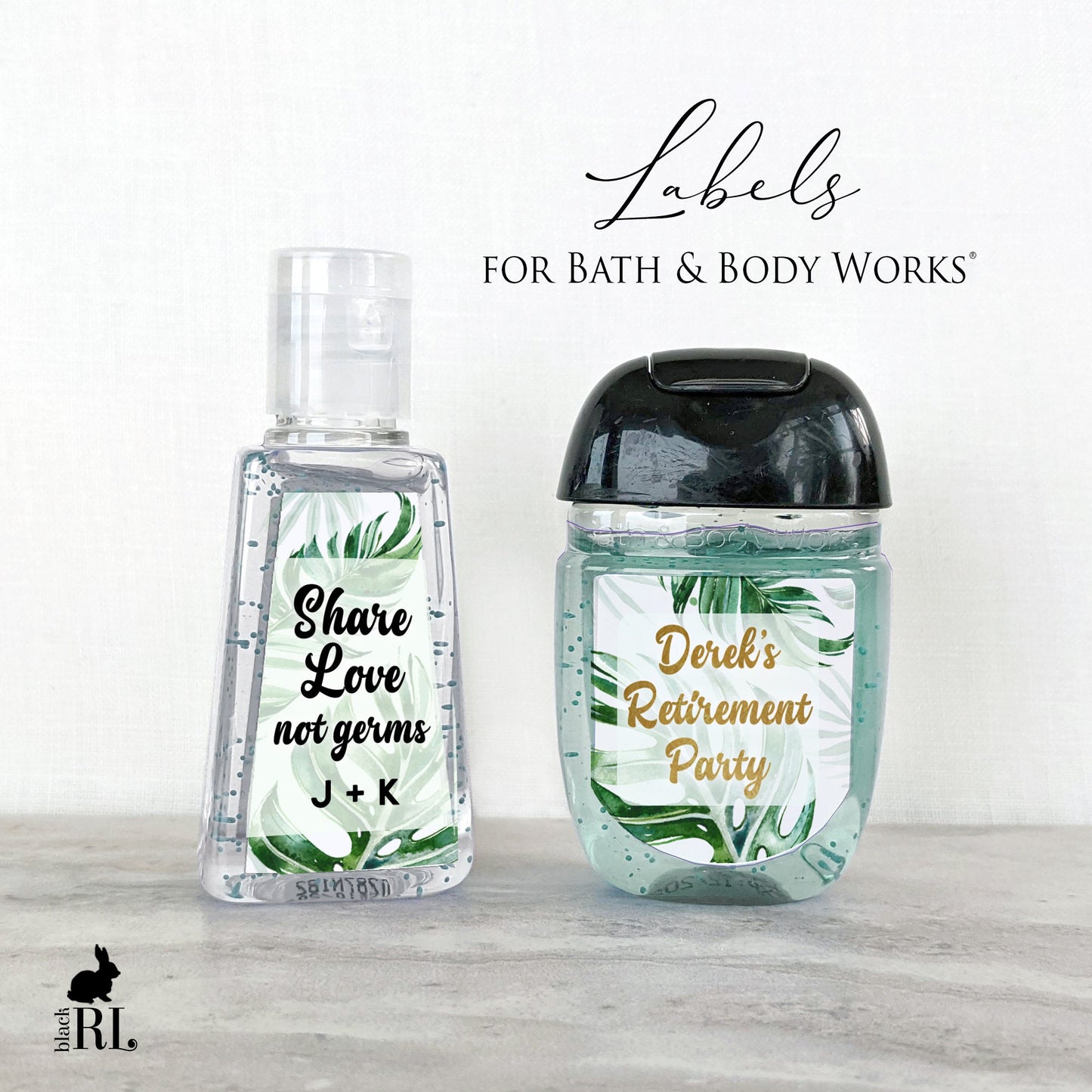 Printed Bath and Body Works® PocketBac Sanitizer Labels / Large Tropical Leaves - TM21