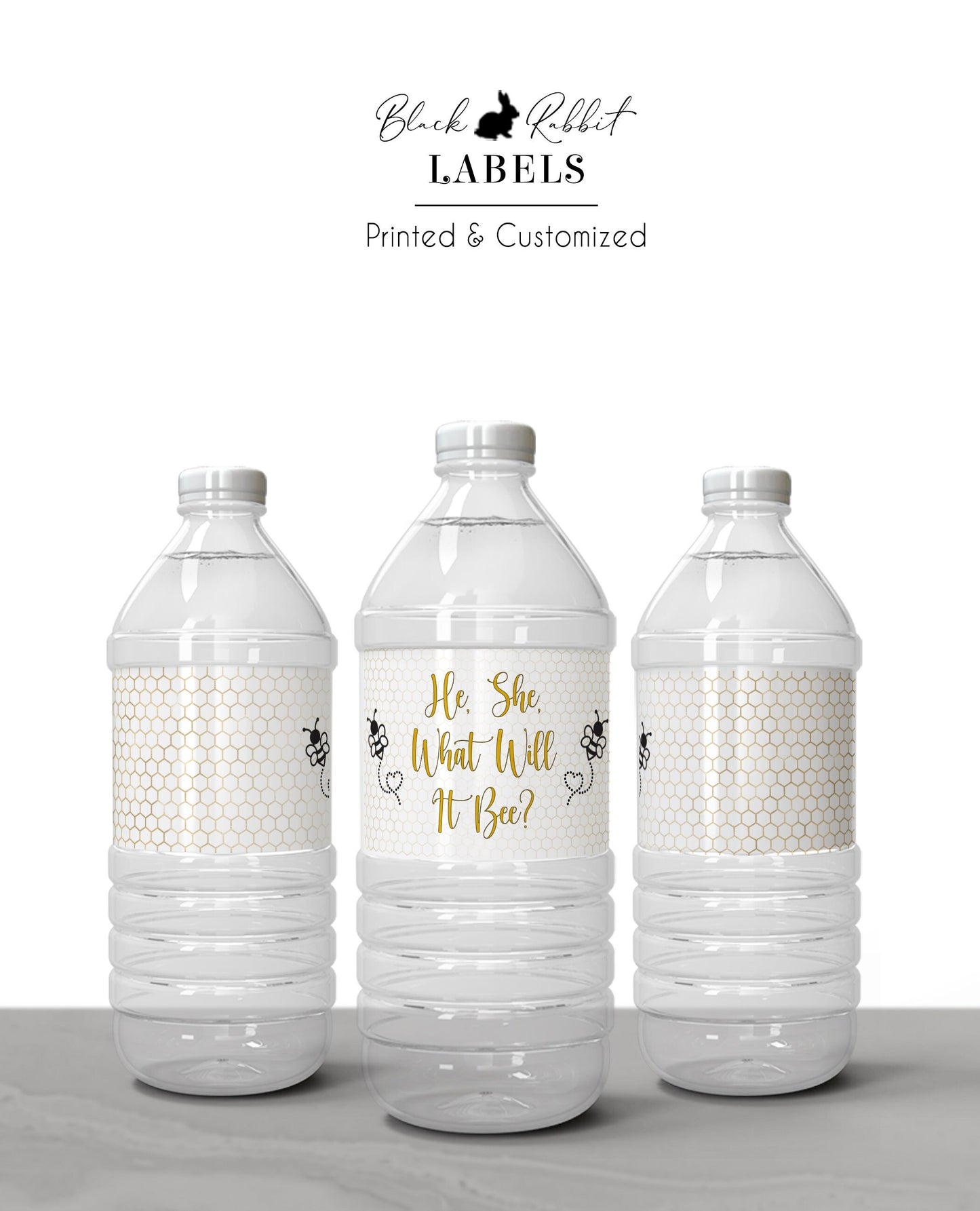 Printed Personalized Water Bottle Labels / What Will It Bee - BE21
