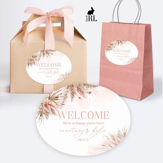 Printed Oval Bag and Box Labels / Pampas Grass - PM21