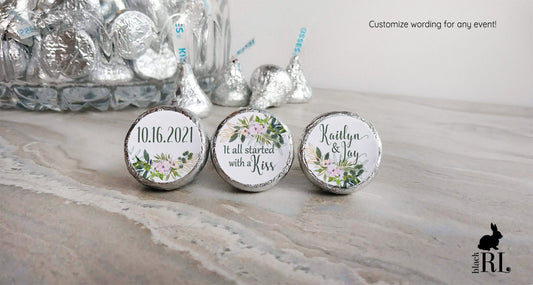 Printed Chocolate Kiss Stickers / Botanical Greenery - PF19