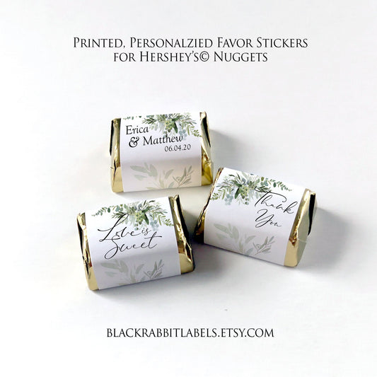 Printed Hershey's Nugget® Labels / Green Leaf Bouquet - GE20