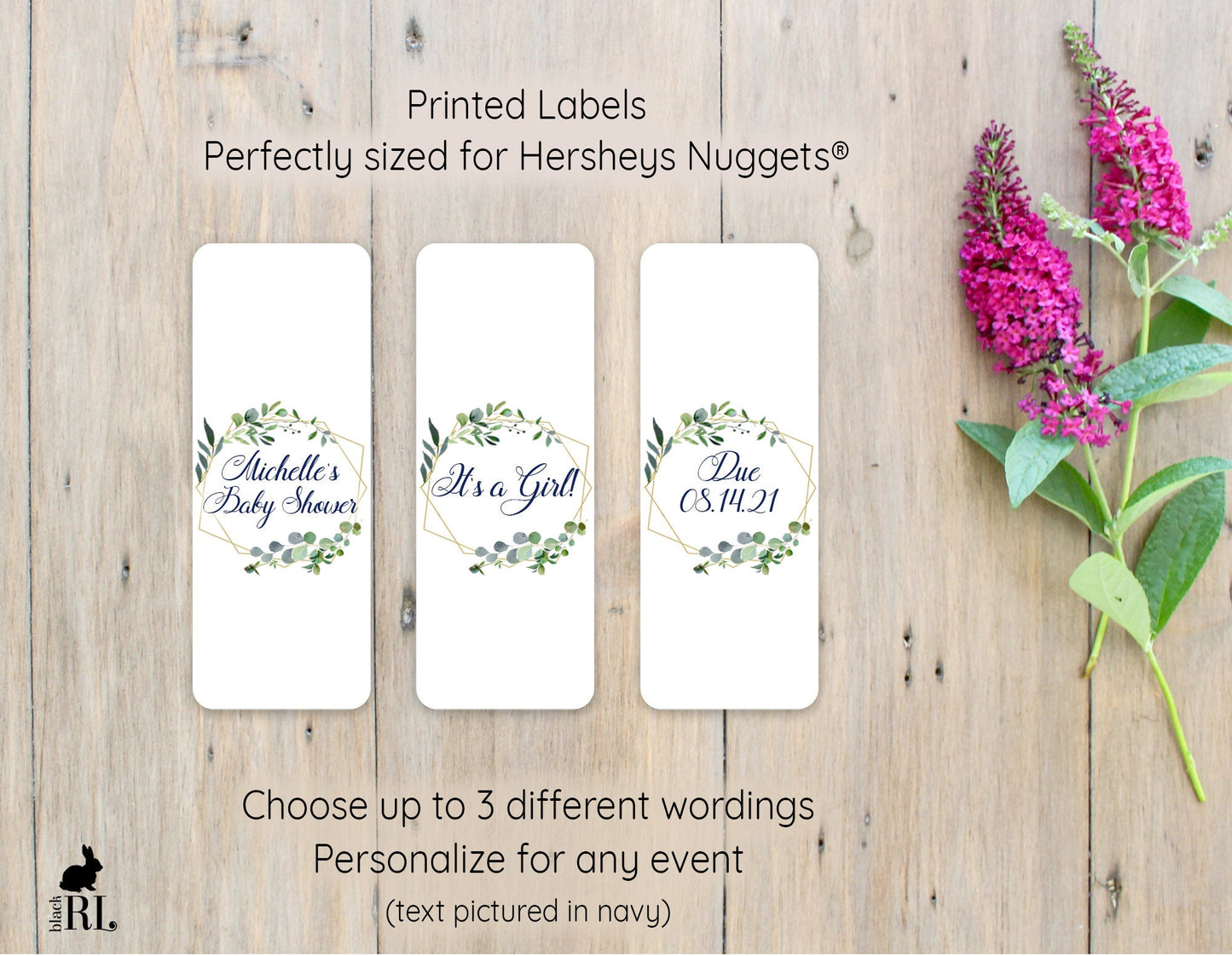Printed Hershey's Nuggets® Labels / Greenery in Geo Shape - GG18