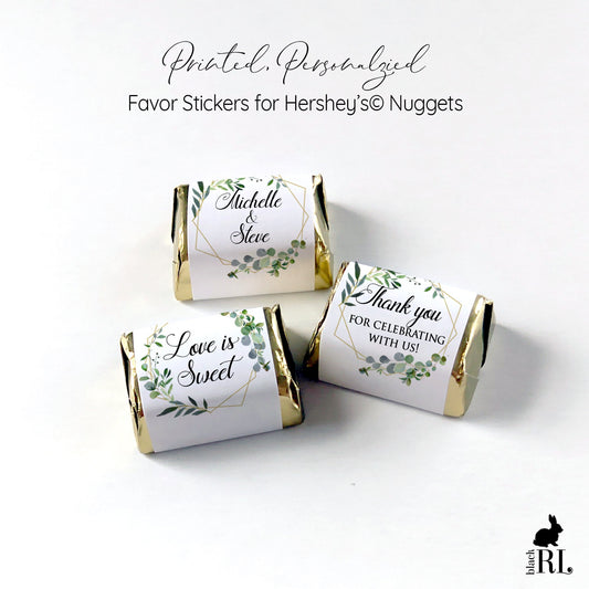 Printed Hershey's Nuggets® Labels / Greenery in Geo Shape - GG18
