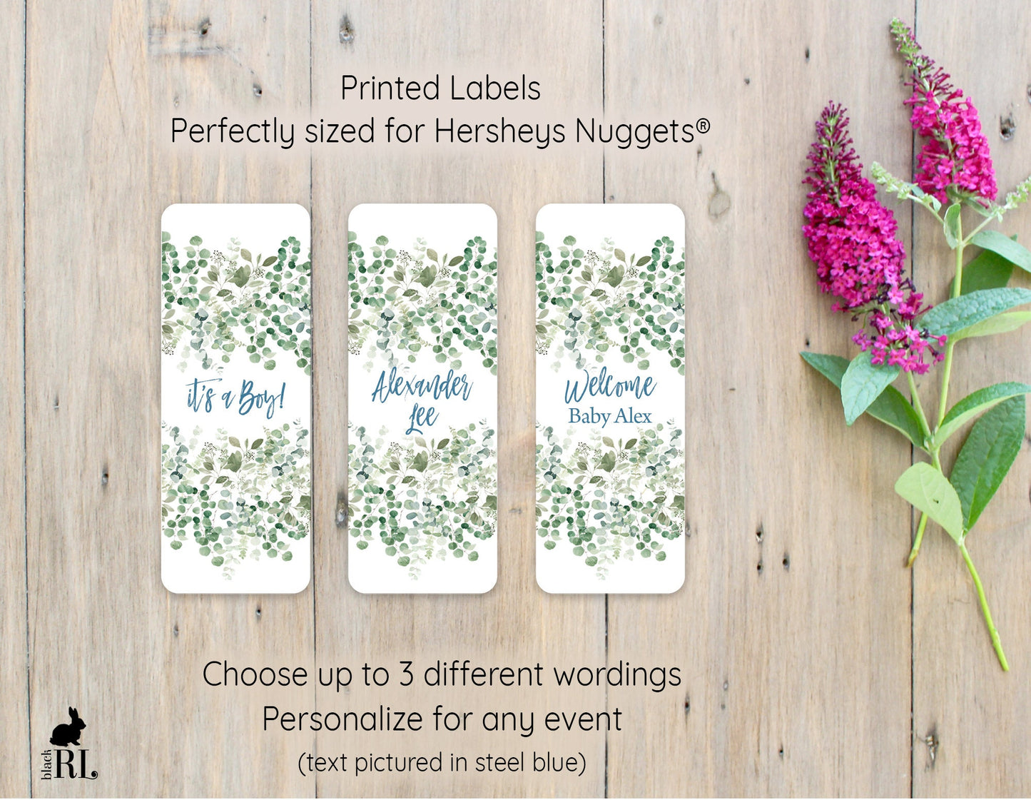 Printed Hershey's Nugget® Labels / Falling Eucalyptus - FE20