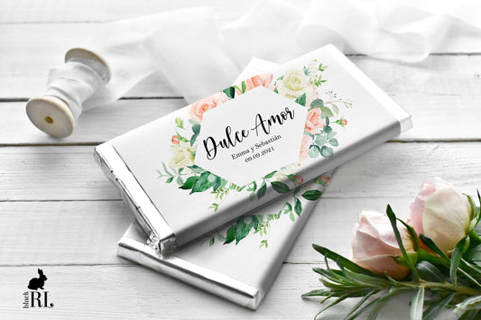 Printed Labels for Full Size Candy/Chocolate Bar / Pink Sweet Rose - RS21