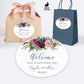 Printed Oval Bag and Box Labels / Navy and Red Fall Flowers -  NR21