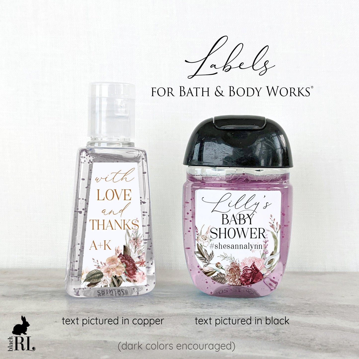 Printed Bath and Body Works® PocketBac Sanitizer Labels / Bohemian Blooms - BH21