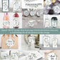 Printed Personalized Water Bottle Labels / Greenery Wreath Geometric Shape - GG18