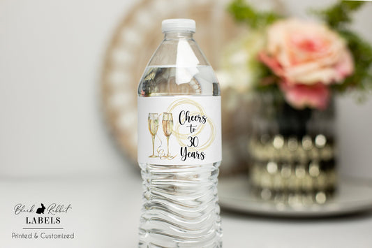 Printed Personalized Water Bottle Labels / Champagne Glasses - CH21