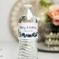 Printed Personalized Water Bottle Labels / Navy Roses and Greenery Stickers - NW19