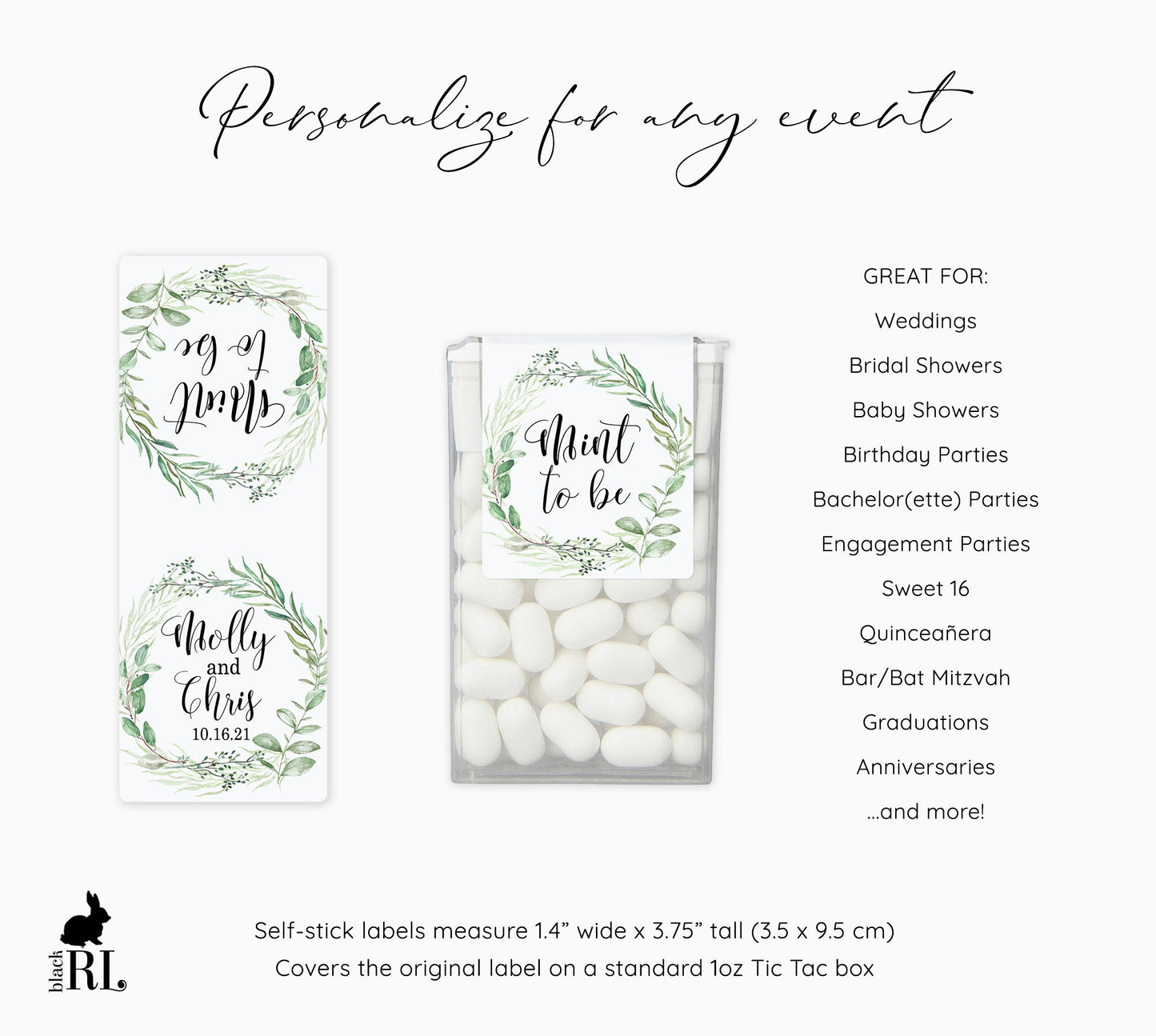 Printed Tic Tac® Labels / Leaf Wreath Foliage - LW18
