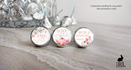 Printed Chocolate Kiss Stickers / Fall Pumpkins - FP21
