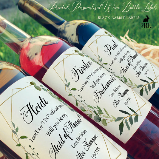 Printed Full Size Wine Labels / Greenery in Geo - GG18