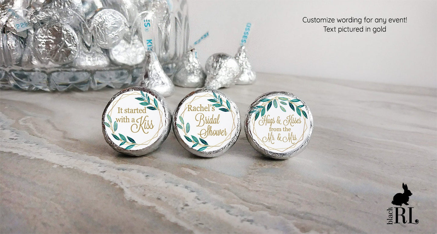 Printed Chocolate Kiss Stickers / Brilliant Leaves in Gold Frame - TG21