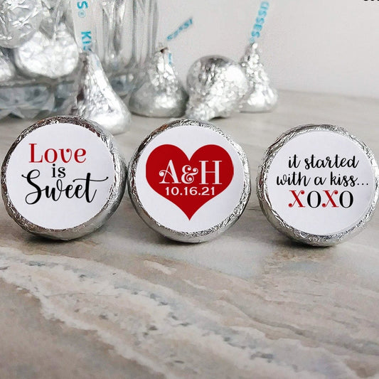 Printed Chocolate Kiss Stickers / Sweetheart - HJ17