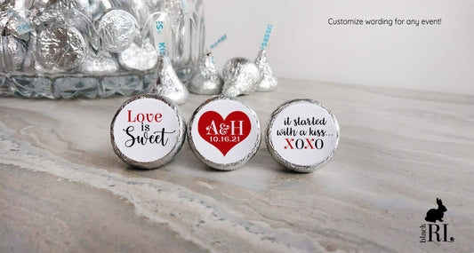 Printed Chocolate Kiss Stickers / Sweetheart - HJ17