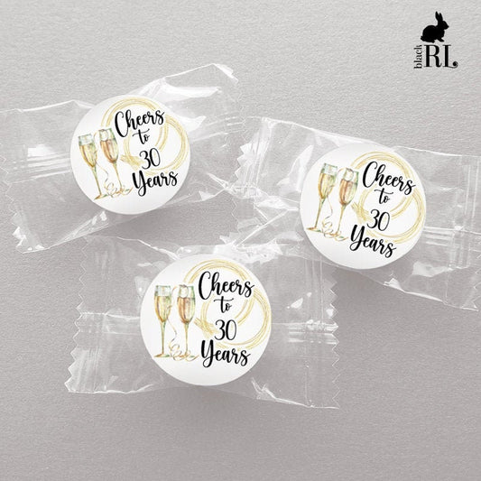 Printed 1 inch round custom stickers / Champagne Glasses - CH21