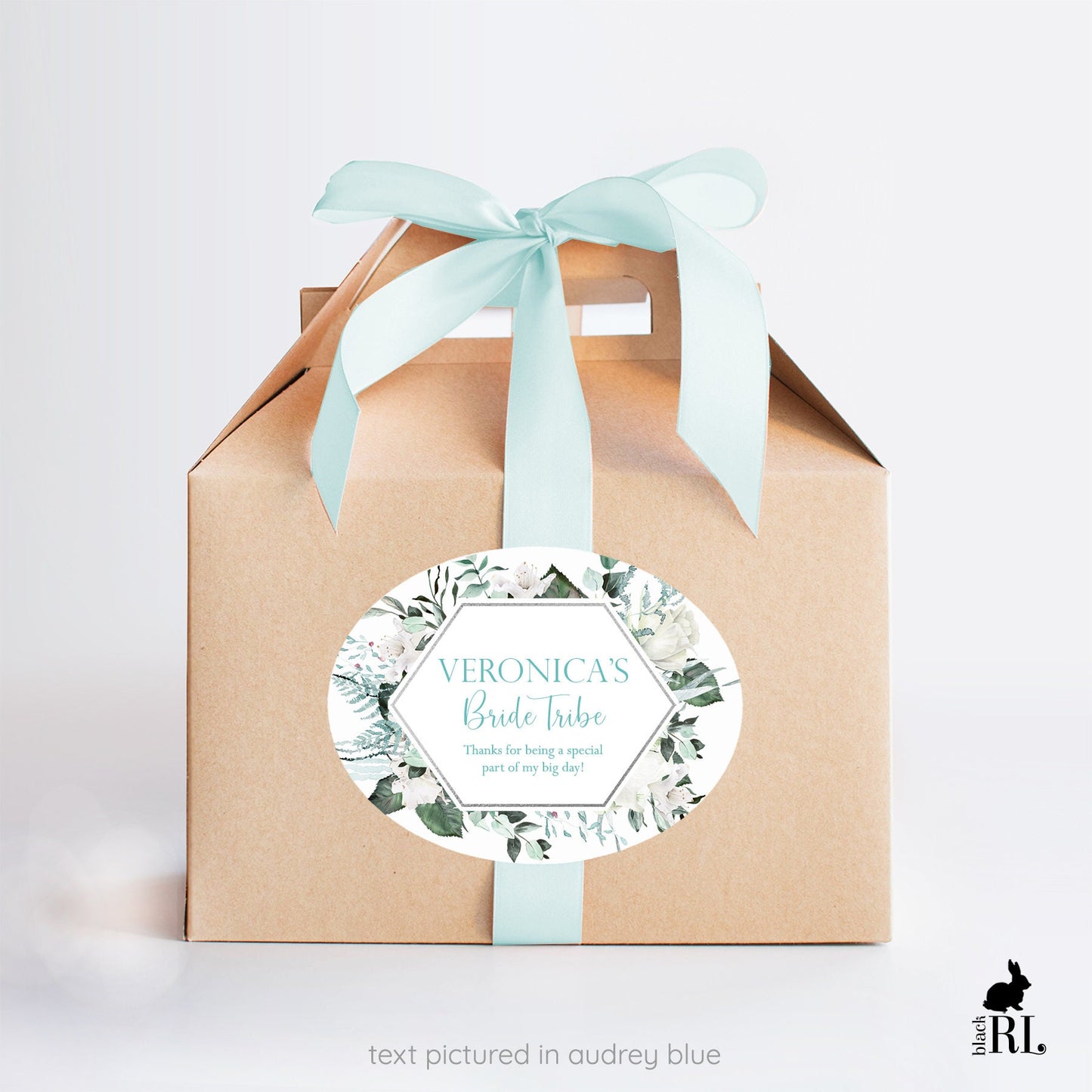 Printed Oval Bag and Box Labels / Winter Crystal Greenery -  CG21