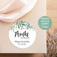 Printed Round Labels in 3 Sizes / Falling Eucalyptus Leaves - FE20