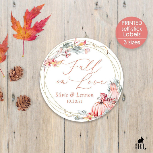Printed Round Labels in 3 Sizes / Fall Leaves and Pumpkins - FP21