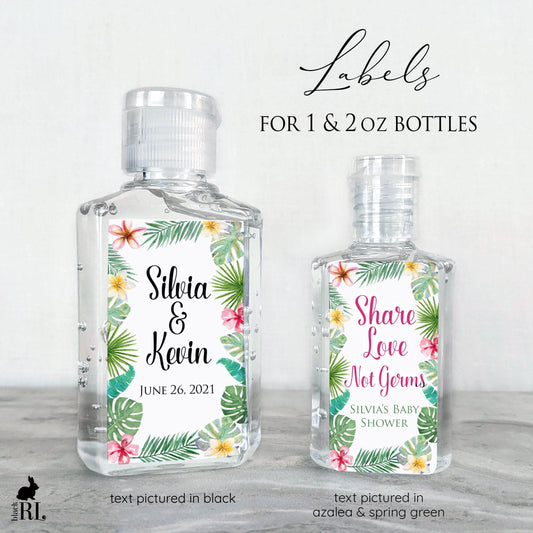 Printed Small Hand Sanitizer Labels / Tropical Flowers - TP19
