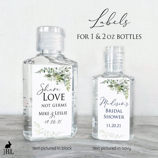 Printed Small Hand Sanitizer Labels / Green Foliage - GE20