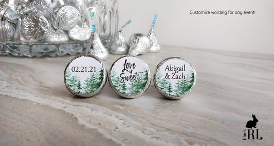 Printed Chocolate Kiss Stickers / Evergreen Trees - TR19