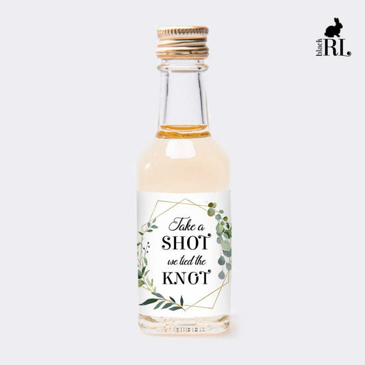 Printed Mini Liquor Bottle Labels / Greenery Wreath in Geo - GG18