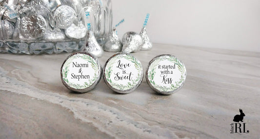 Printed Chocolate Kiss Stickers / Leaf Wreath - LW18