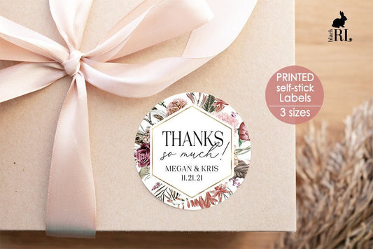 Printed Round Labels in 3 Sizes / Bohemian Large Blooms - BH21