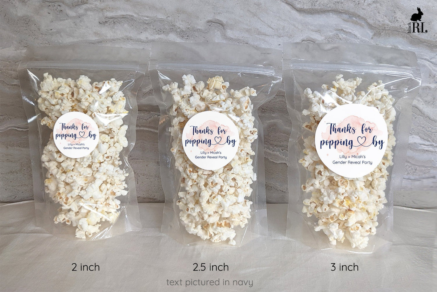 Printed Round Labels in 3 Sizes / Pink Hearts - PH21