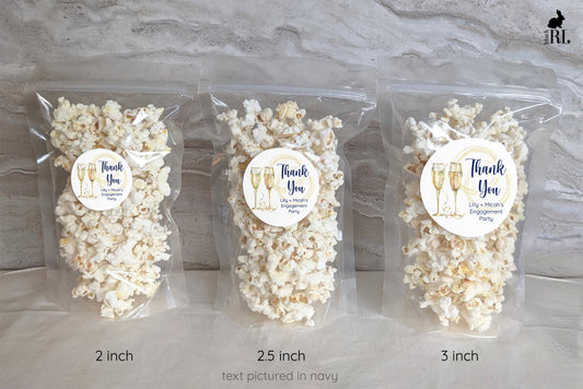Printed Round Labels in 3 Sizes / Champagne Toast - CH21