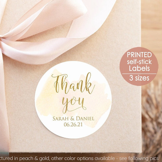 Printed Round Labels in 3 Sizes / Watercolor Wash  - WC19