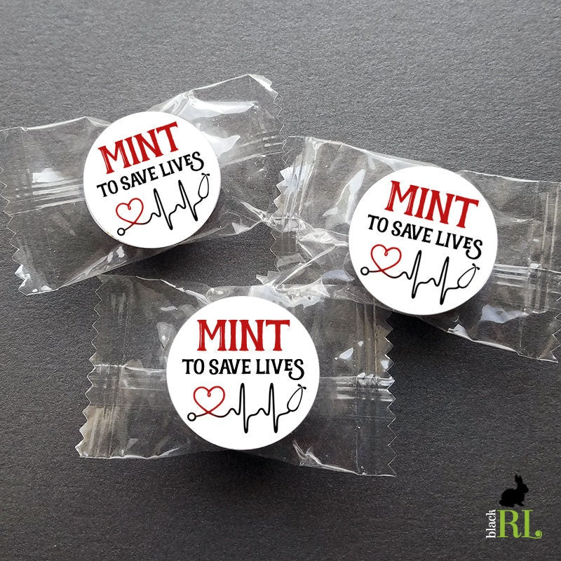 Printed 1 inch round custom stickers / Lifesaver Heartbeat - MC19