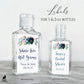 Printed Small Hand Sanitizer Labels / Dusty Blue, Navy and Peach Flowers - DB19